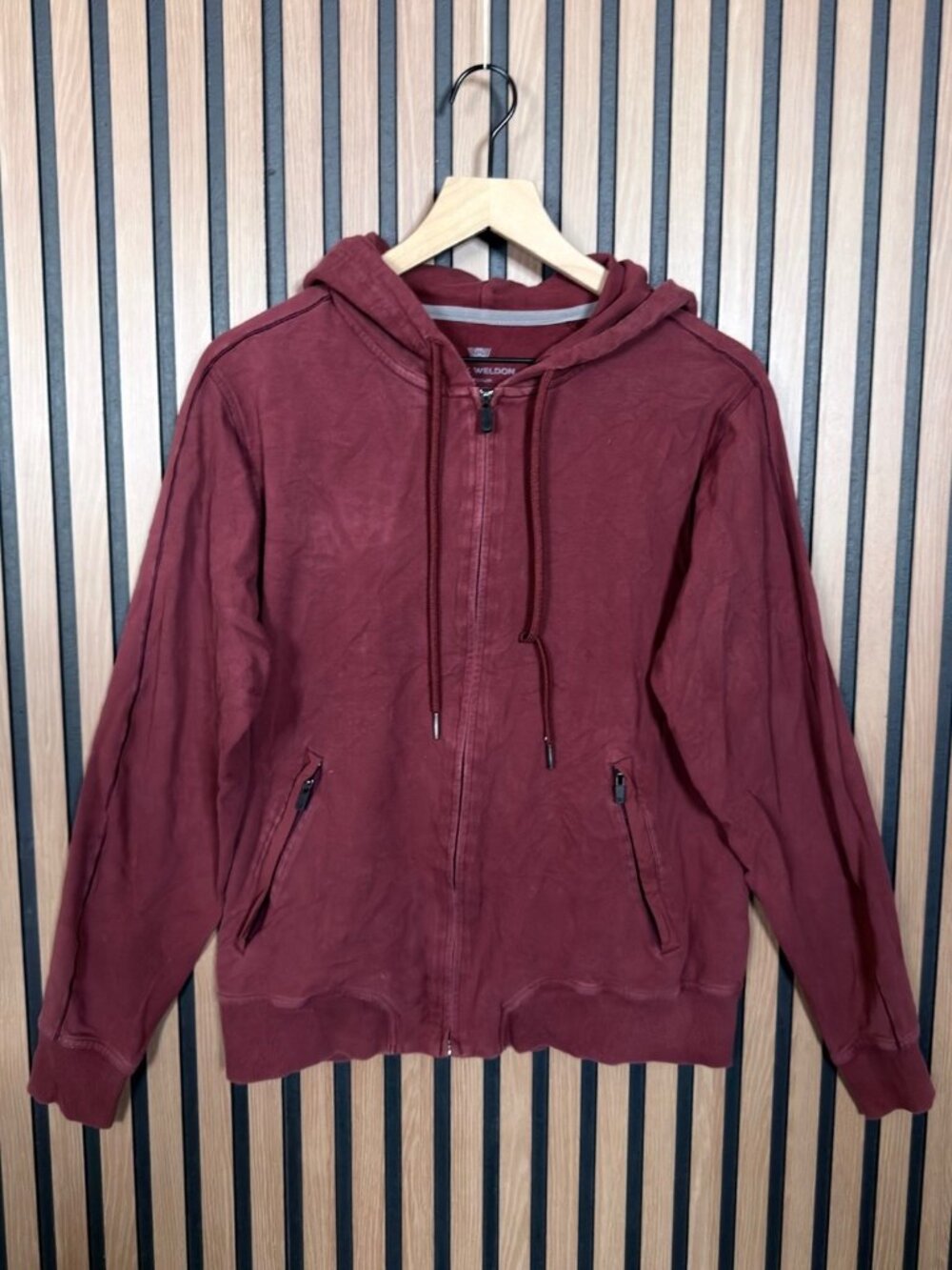 Mack Weldon Sweater Medium Mens Red Full Zip Hooded Jacket Stretch